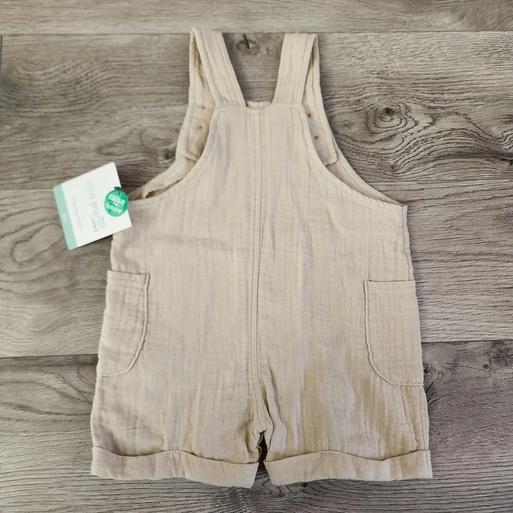 Little Planet by‎ Carter's Baby Shortalls Beige Short Organic Cotton Size 6M NWT